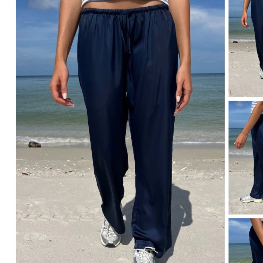 Brandy Melville Anastasia Silky Pants in Black, Size Small